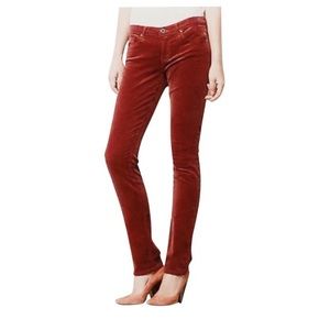 Women’s Burgundy Velvet Skinny Pants